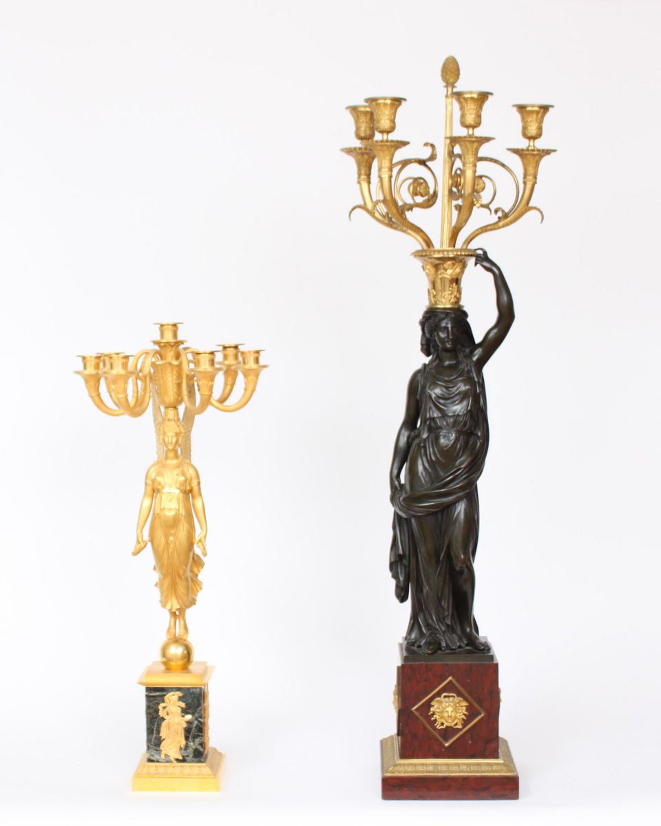 Een groot paar Franse Louis XVI bronzen kandelaars, François Remond, circa 1800 - afbeelding 7