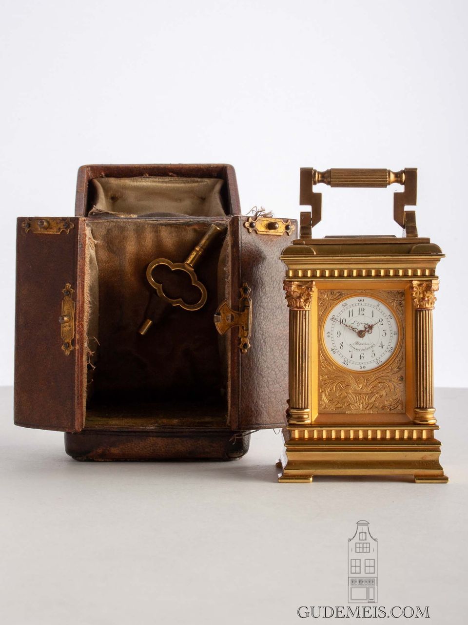 A small French glit brass travel clock by Lepine, circa 1900. - image 5