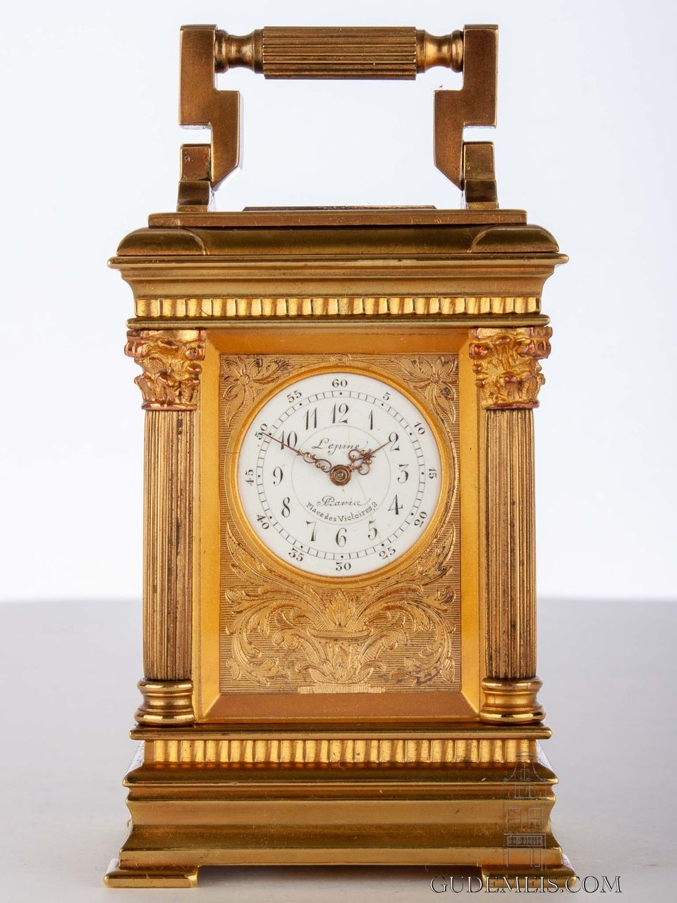 A small French glit brass travel clock by Lepine, circa 1900. - image 2
