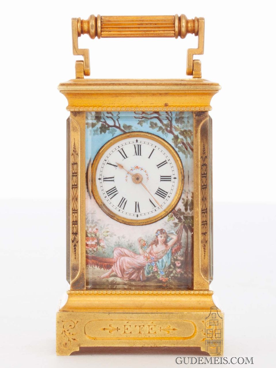 A sub miniature Swiss gilt brass and enamel carriage clock, circa 1890. - image 2