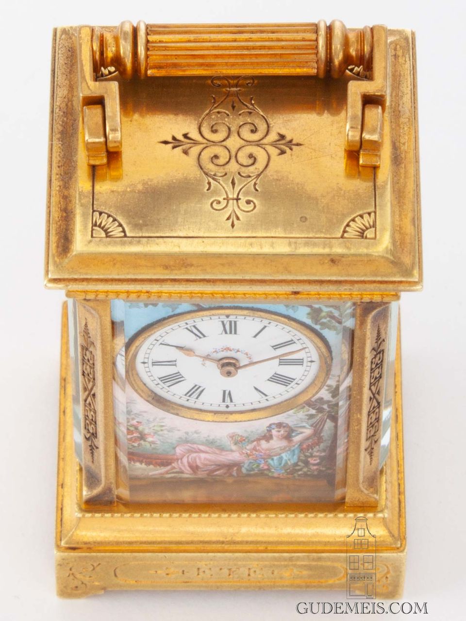 A sub miniature Swiss gilt brass and enamel carriage clock, circa 1890. - image 5