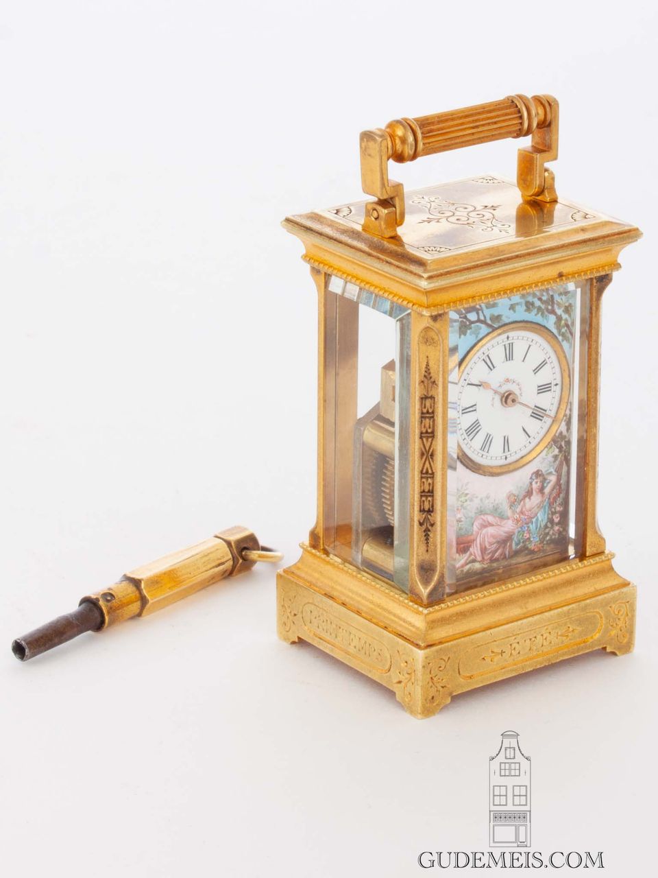 A sub miniature Swiss gilt brass and enamel carriage clock, circa 1890. - image 6