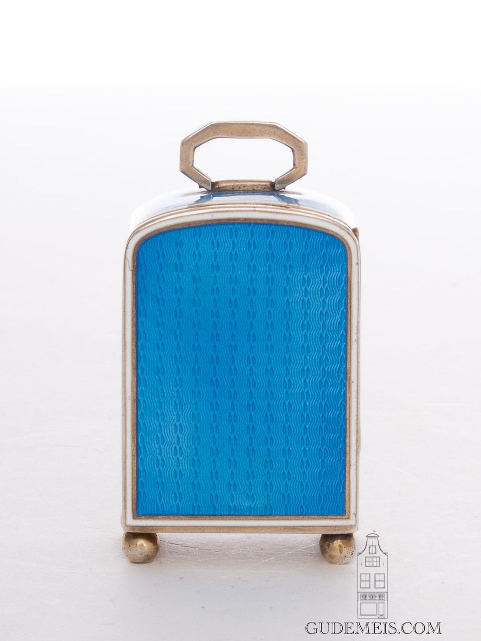 Een miniatuur Zwitsers Art Deco guilloche emaillen reisklokje, circa 18920 - afbeelding 8