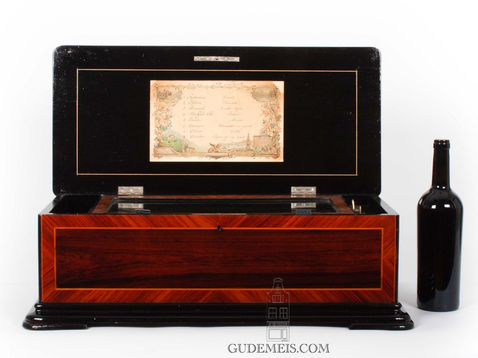 A Swiss rosewood eight air cylinder music box by Rivenc, circa 1880. - image 7