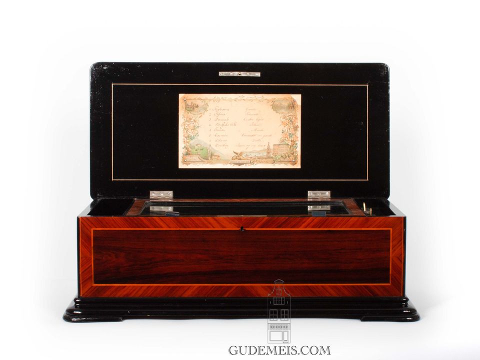 A Swiss rosewood eight air cylinder music box by Rivenc, circa 1880. - image 3