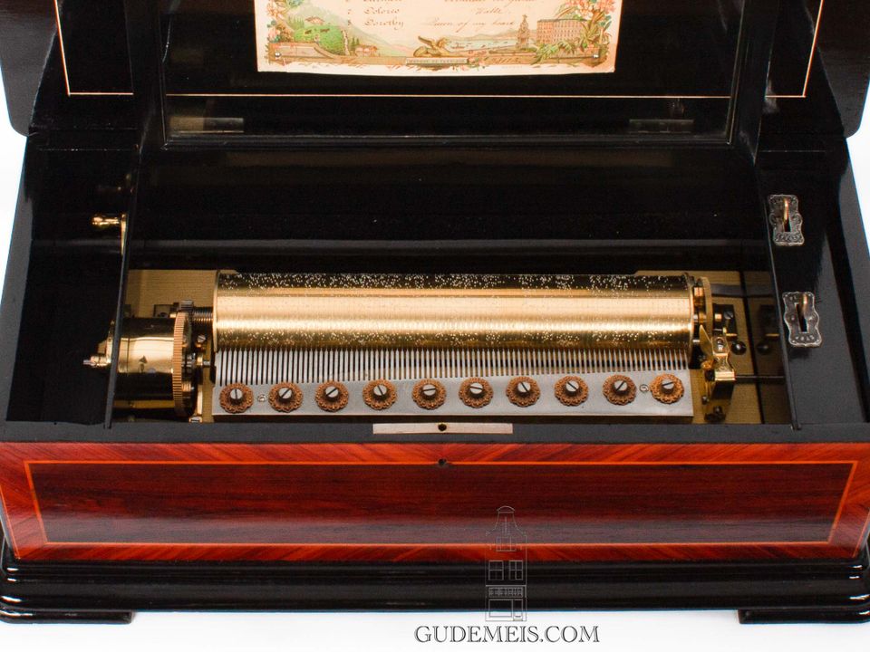 A Swiss rosewood eight air cylinder music box by Rivenc, circa 1880. - image 5