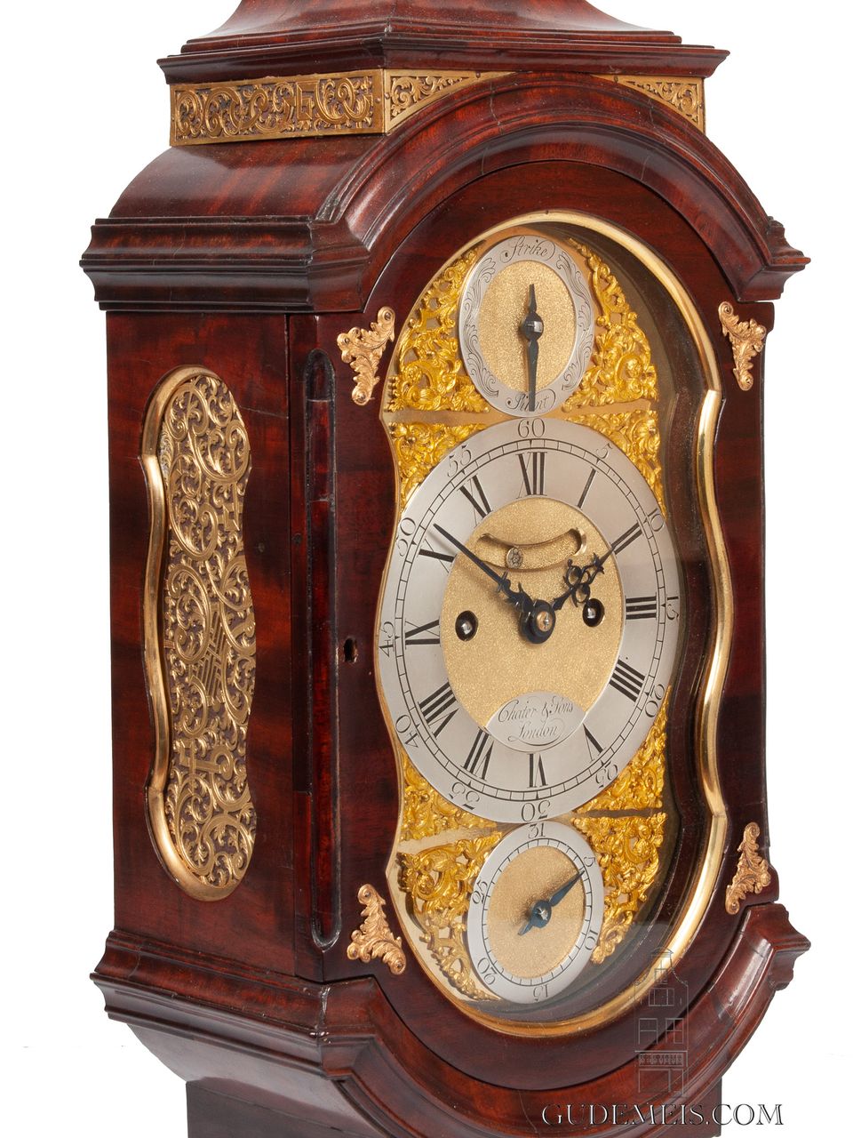 A very unusual English mahogany bracket wall clock, Chater & Sons. - image 3