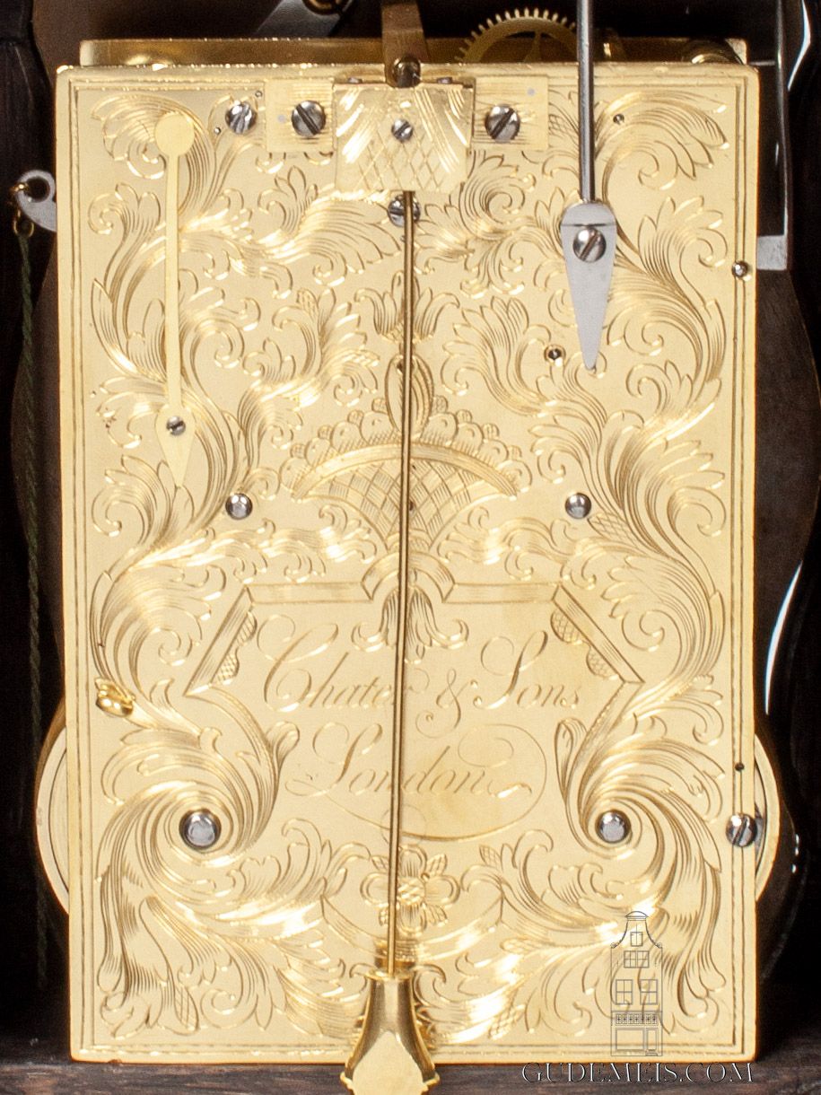 A very unusual English mahogany bracket wall clock, Chater & Sons. - image 6