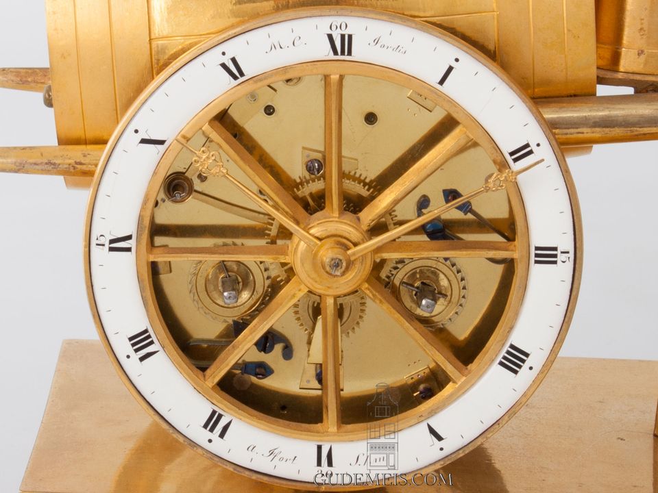 Een Franse Empire verguld bronzen pendule, Waterverkoper, circa 1810. - afbeelding 6