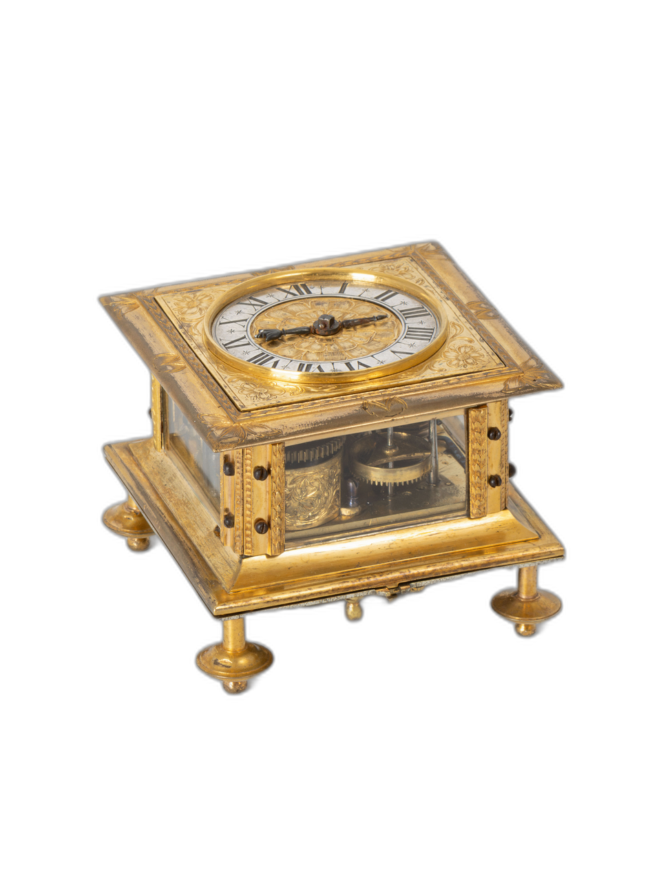 A fine South German engraved gilt horizontal table clock by Johann Sommer Augsburg, circa 1650. - image 4