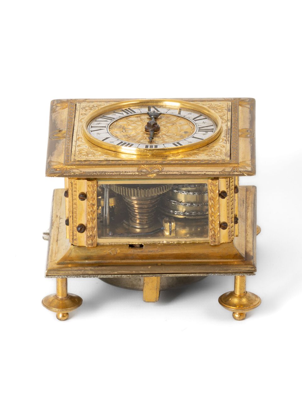 A fine South German engraved gilt horizontal table clock by Johann Sommer Augsburg, circa 1650. - image 2