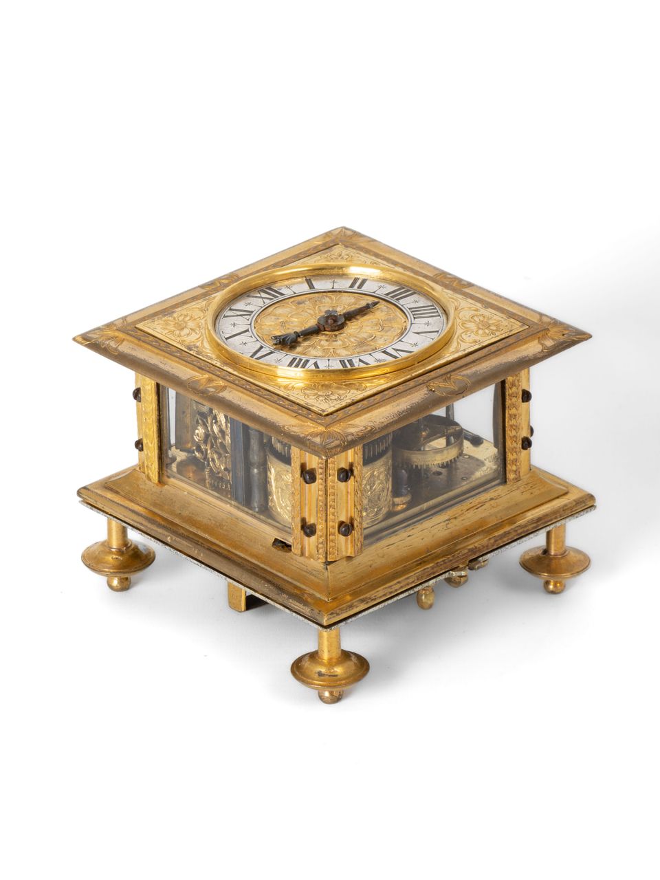 A fine South German engraved gilt horizontal table clock by Johann Sommer Augsburg, circa 1650. - image 3