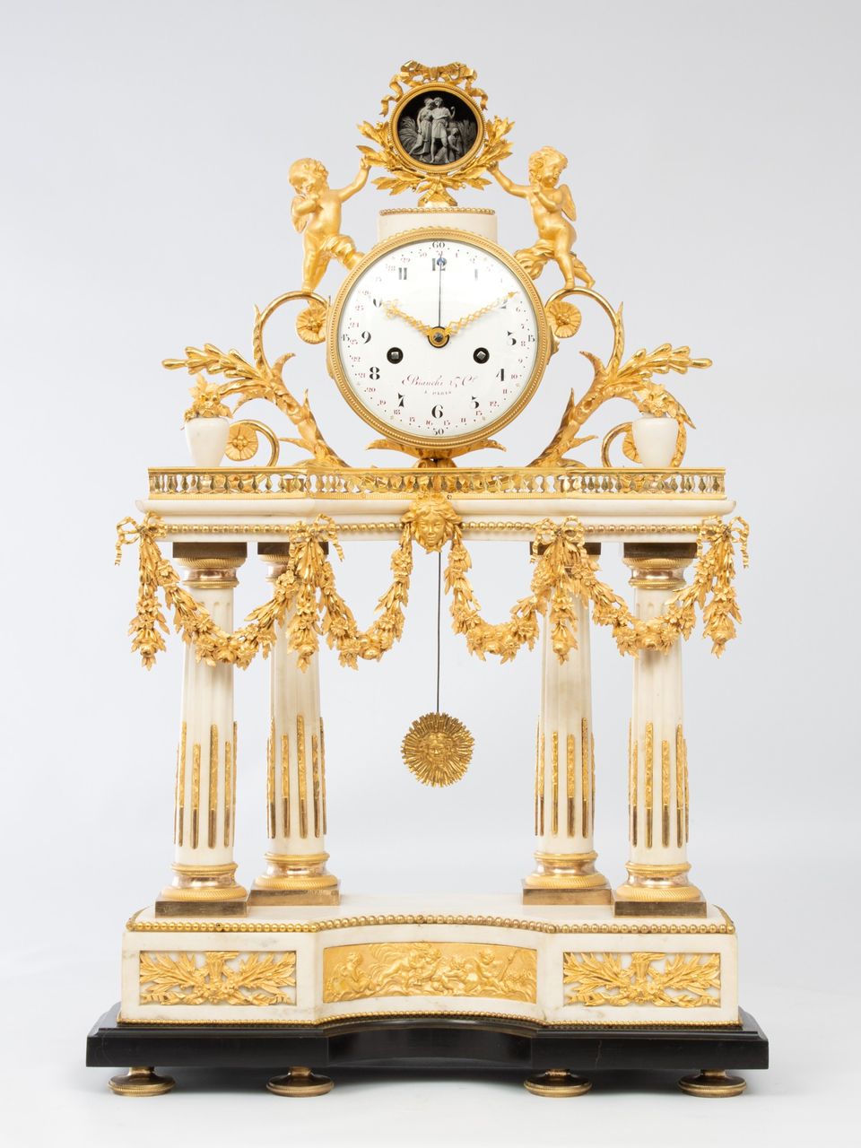 A monumental French Louis XVI marble and ormolu portico mantel clock, Bianchi & Cie A Paris, circa 1770. - image 2