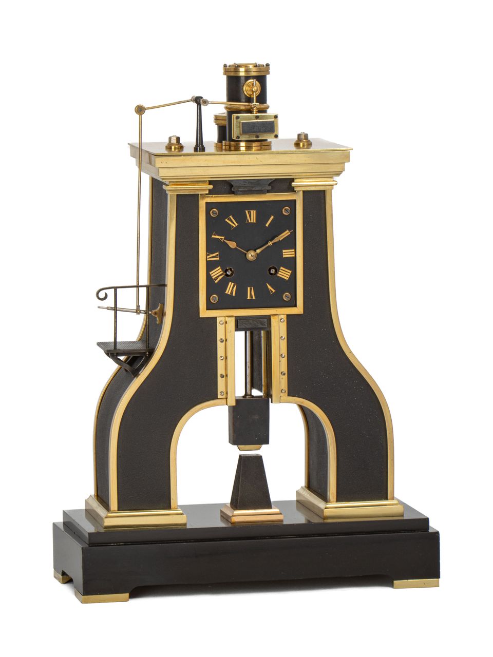 Eine französische patinierte bronzierte Industrie-Pendeluhr 'Dampfhammer', Guilmet um 1880 - image 2