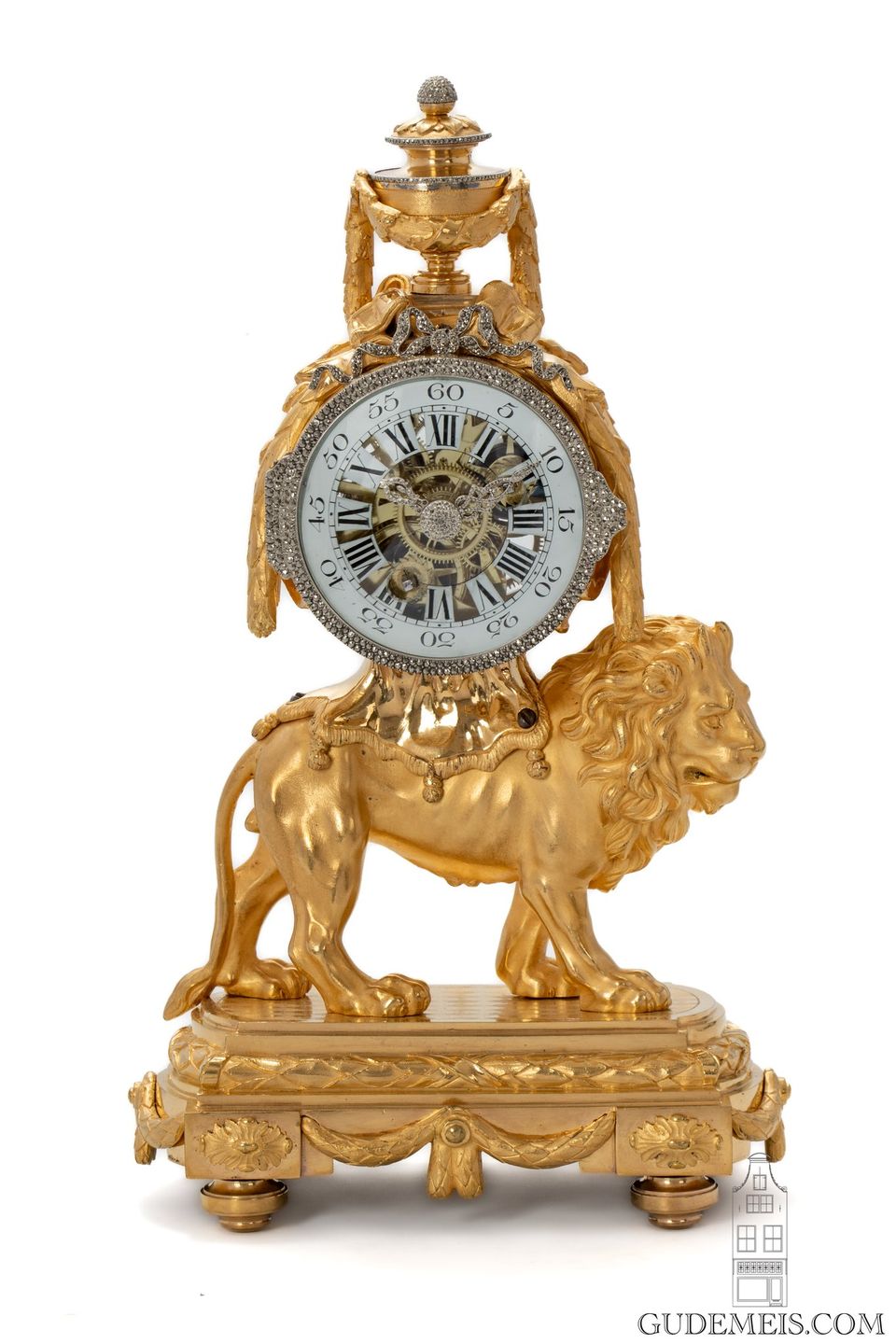 An exceptional French Louis XVI ormolu marcasite-mounted mantel clock ‘au lion’, attr. to Jean-Joseph de Saint-Germain, circa 1770. - image 2