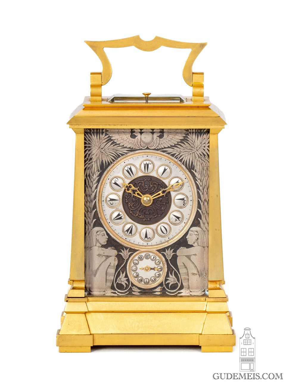 Une rare horloge de voyage française en laiton doré « retour d'Égypte », vers 1870. - image 2