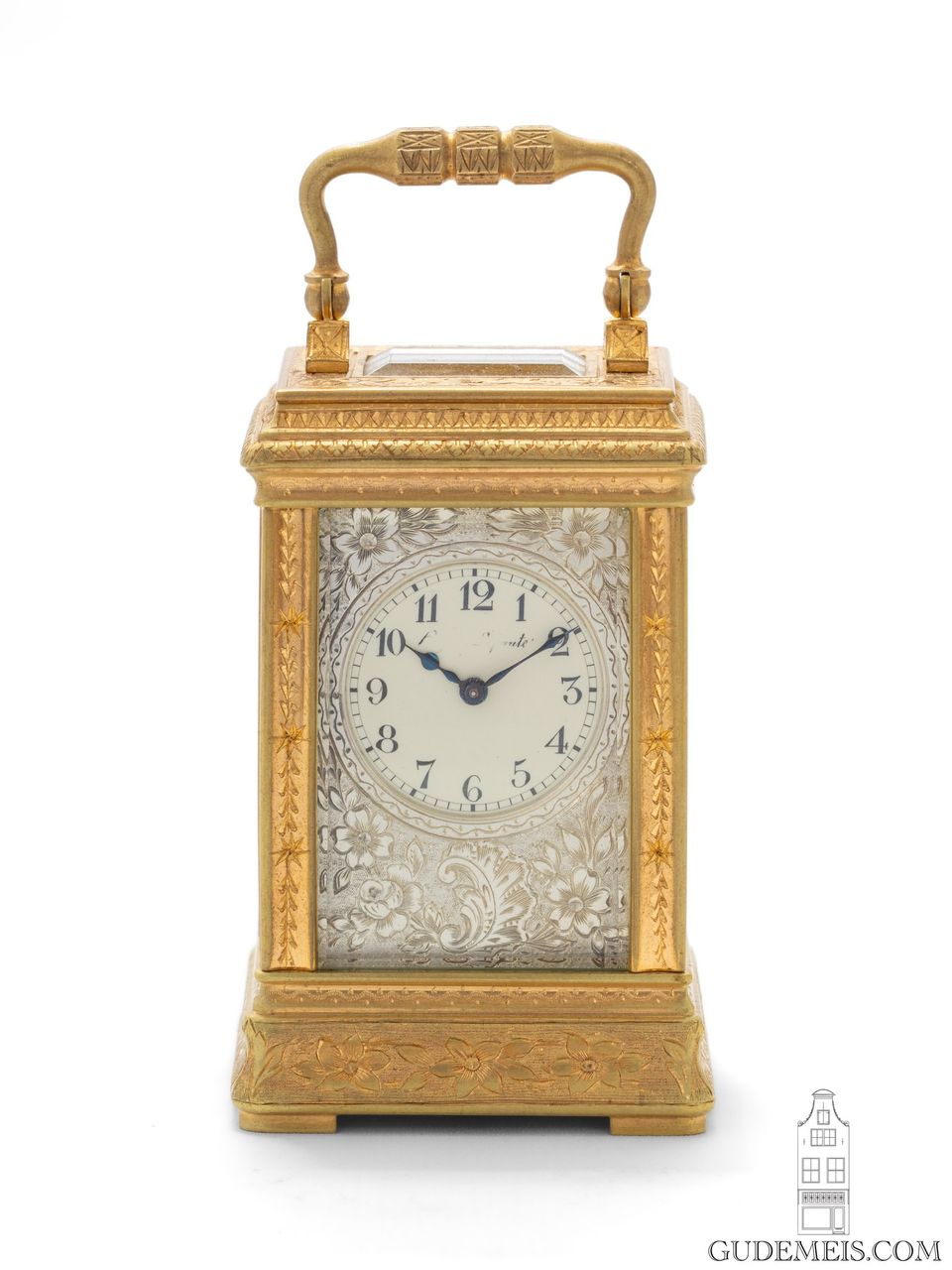 Ein französisches vergoldetes und graviertes Messing-Miniatur-Reiseuhr, ca. 1890. - image 2