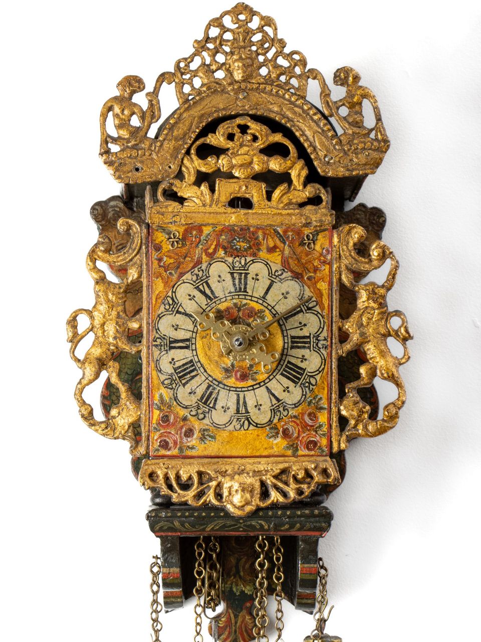 A miniature Dutch Frisian polychrome stoelschippertje ‘wall clock’, circa 1780 - image 3
