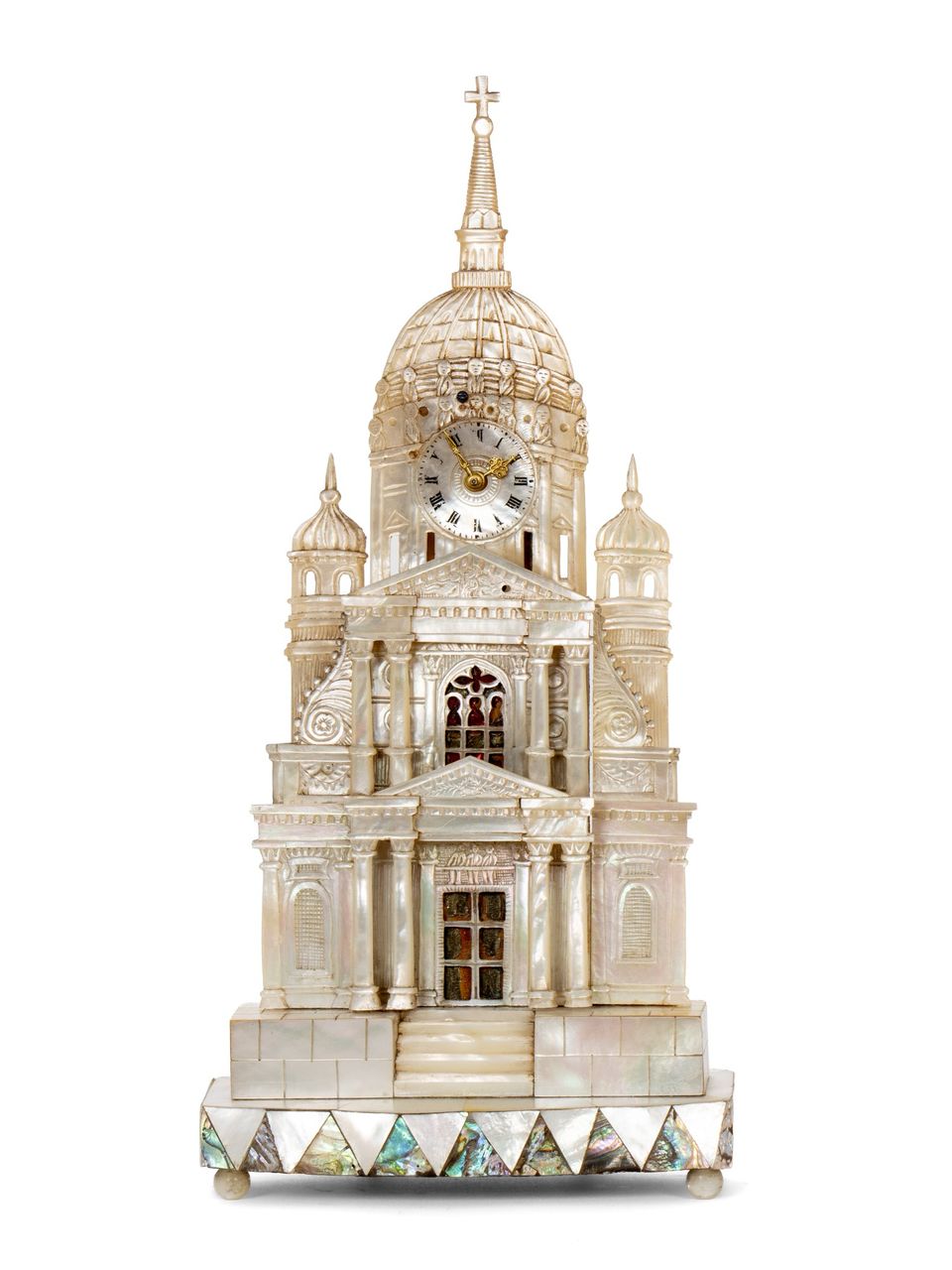 An attractive Austrian architectural mother-of-pearl zappler mantel clock, circa 1840. - image 2