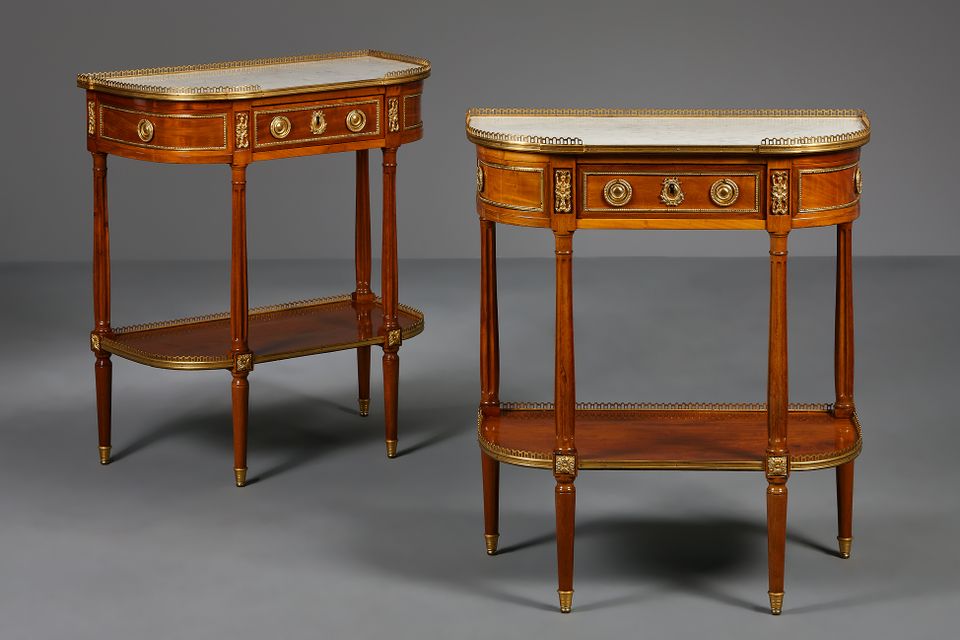 Paar Franse Louis XVI consoles dessertes - afbeelding 2