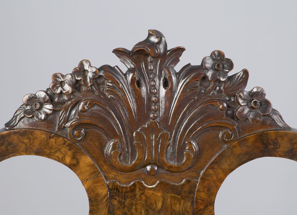 Zes Hollandse wortelnoten Louis XV Stoelen - afbeelding 2