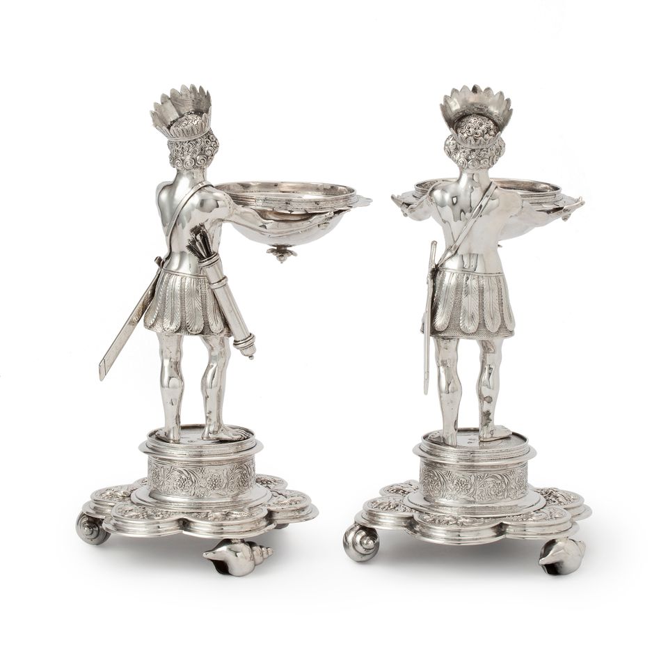 Paar zilveren zout- of suikervaten in de vorm van “Moren”, Adriaen Nicolaesz de Grebber, Delft, 1640 - afbeelding 2
