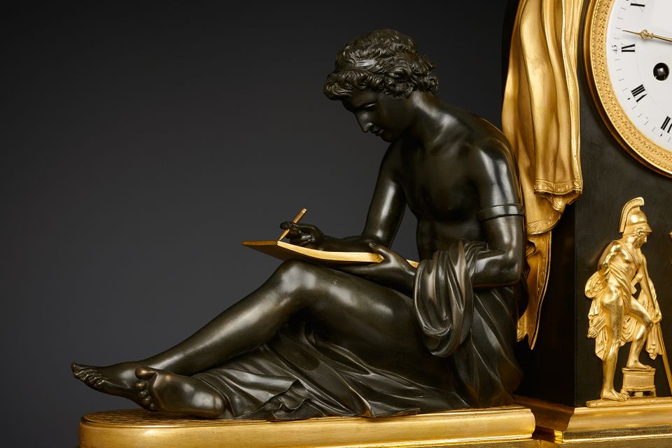 French Empire Mantel Clock, l'étude et le philosophie - image 2
