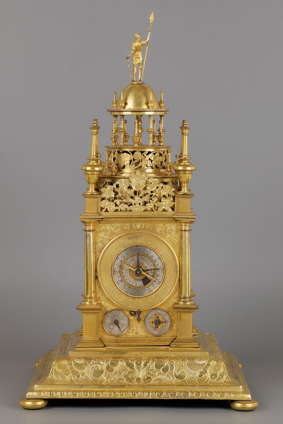 German Renaissance Vertical Astronomical Table Clock - image 3