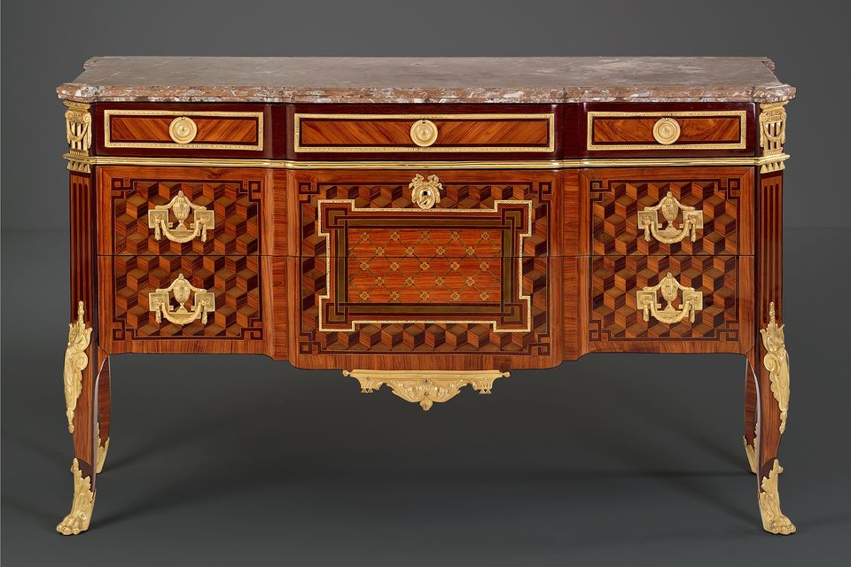 Royal French Louis XVI Parquetry Commode, stamped: Mewesen - image 2
