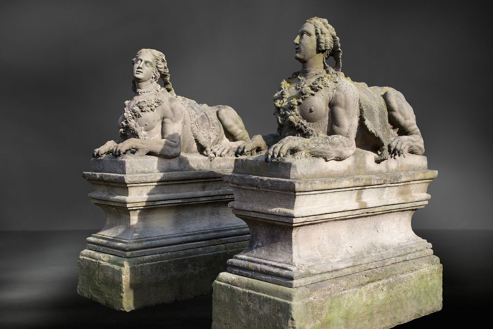 Pair of French Sandstone Sphynxes - image 3