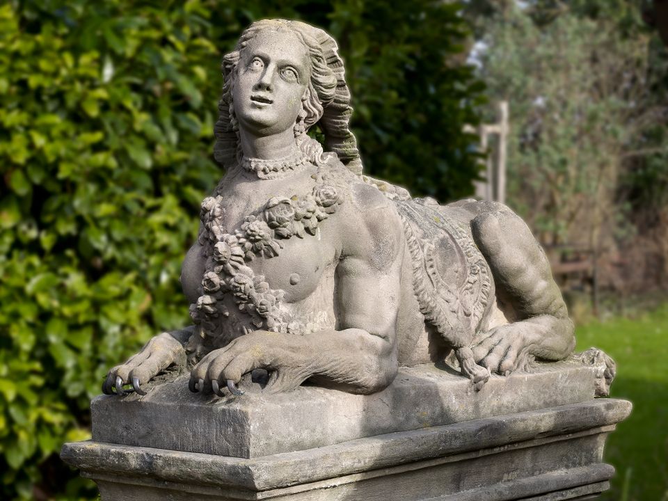 Pair of French Sandstone Sphynxes - image 4