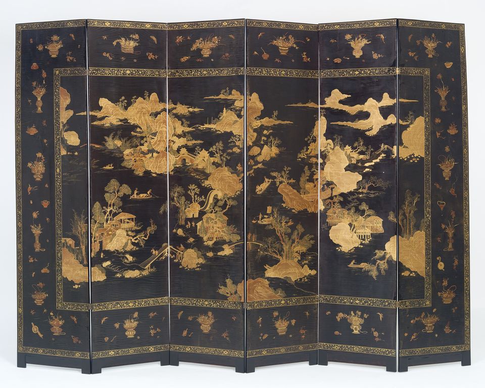 Japanese Six-fold Lacquered Screen - image 2