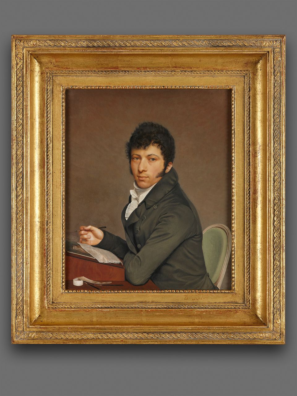 Circle of Jacques-Louis David: Self portrait of a writing man - image 2