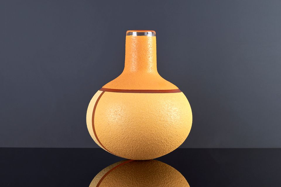 Mieke Groot (Alkmaar 1949), unique, clear glass, bottle shape vase. - image 2