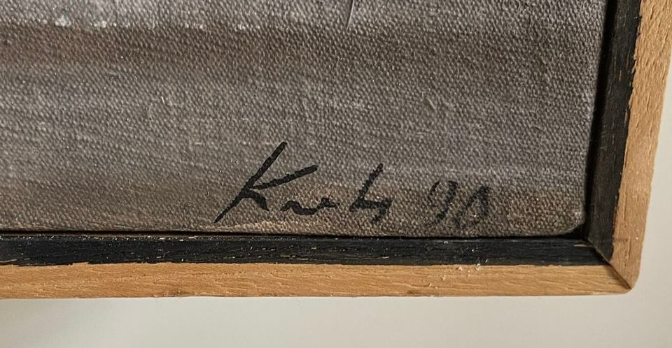 Xavier Krebs, abstract oil painting on linen canvas, 1990 - image 3