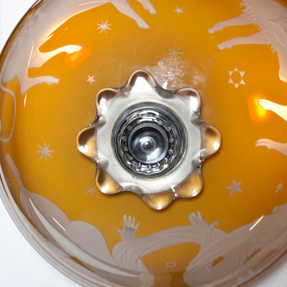Sybren Valkema voor Glasfabriek Leerdam, Glazen plafondlamp met een deel van de dierenriem, 1947 - afbeelding 12