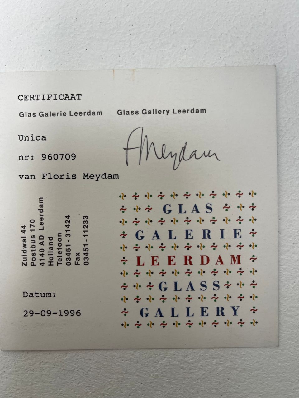 Floris Meydam, unica gemaakt in Frome Engeland, helder, blauw en wit glas, 960709, Neil Wilkin - afbeelding 4