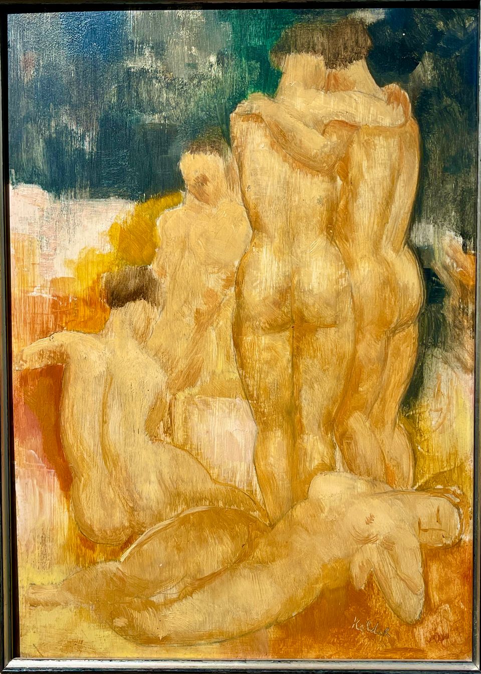 Toon Kelder, oil on panel, nude figures - image 2