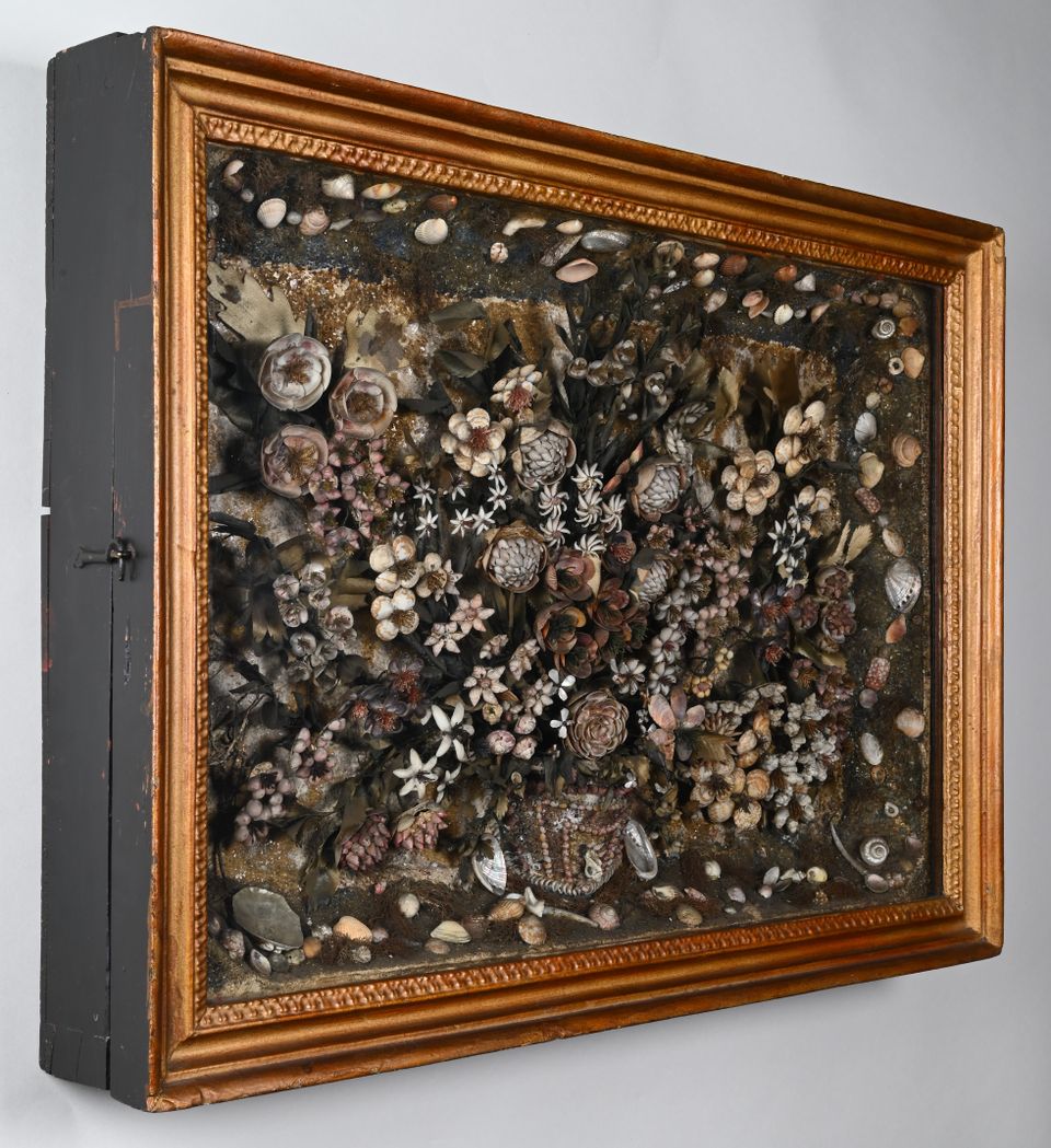 Viewing cabinet with flower basket of all kinds of shells - image 2
