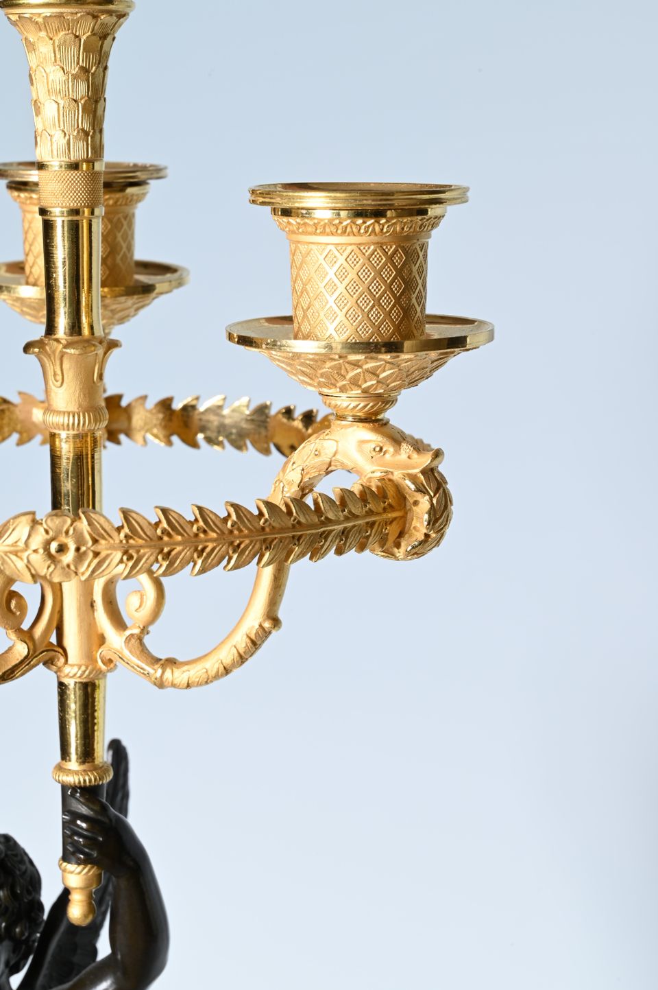 A pair of French Empire patinated bronze and ormolu candelabras - image 7