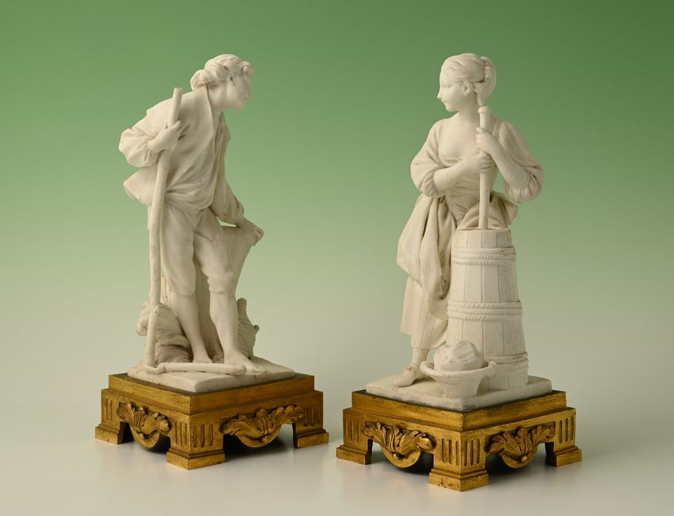 Een paar decoratieve biscuit-porseleinen beeldjes - afbeelding 2