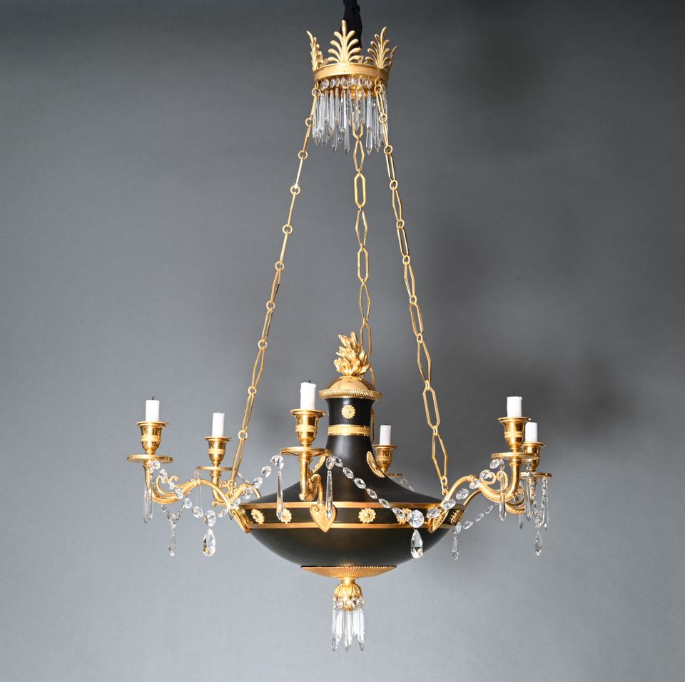 A rare near pair of Russian Empire discus chandeliers - image 5