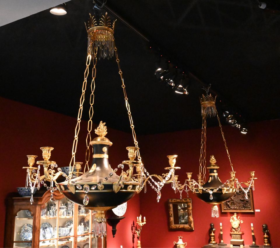 A rare near pair of Russian Empire discus chandeliers - image 2