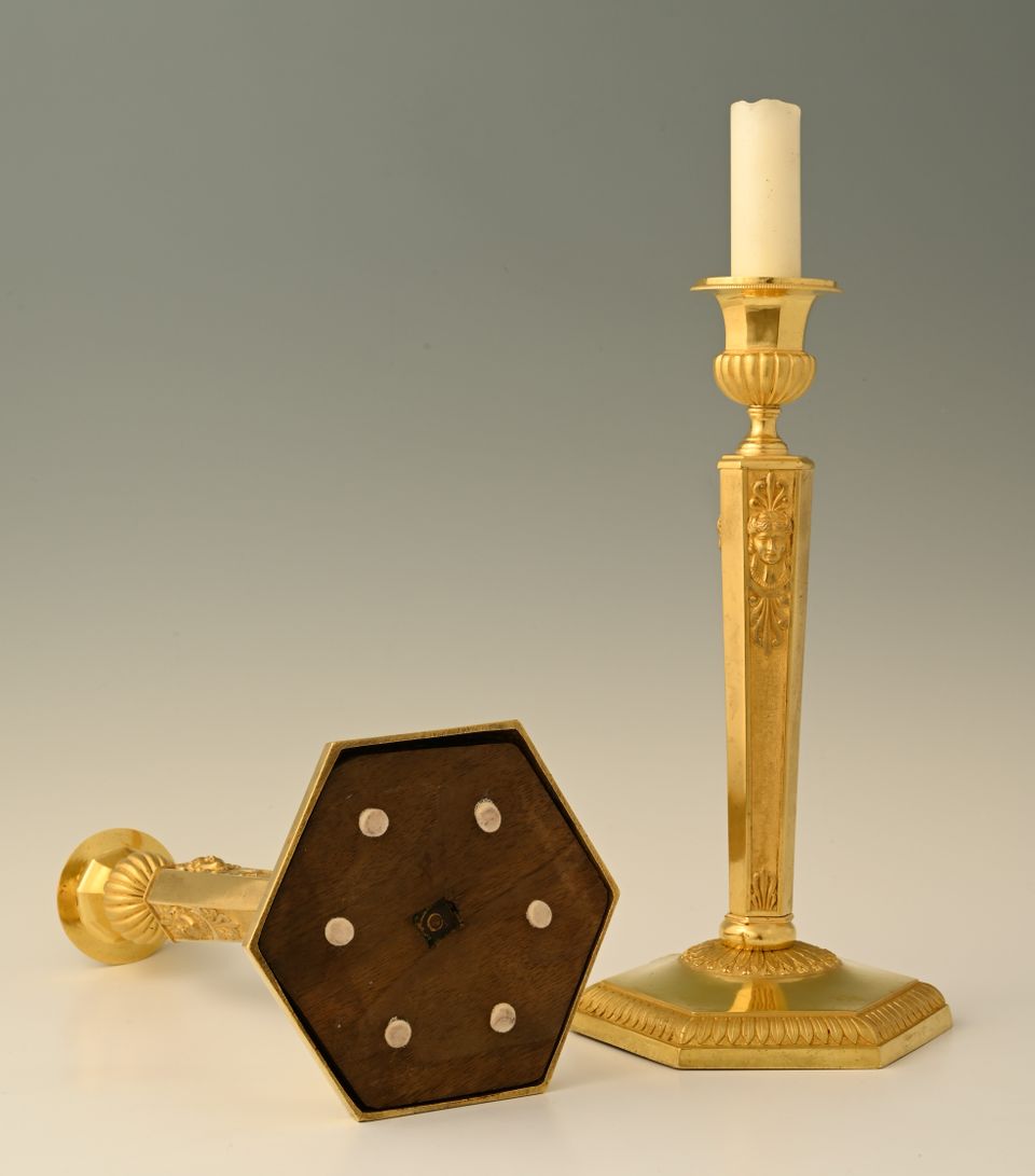 A pair of  ormolu bronze Empire candle sticks - image 3