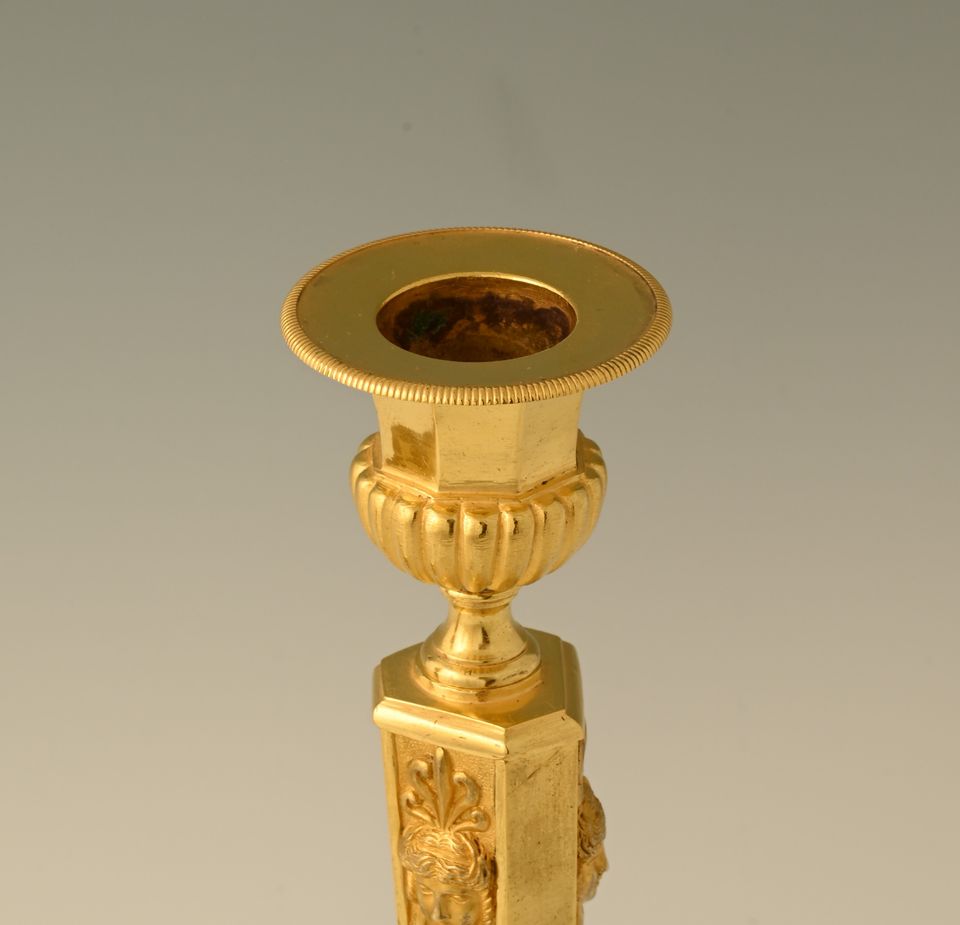 A pair of  ormolu bronze Empire candle sticks - image 6