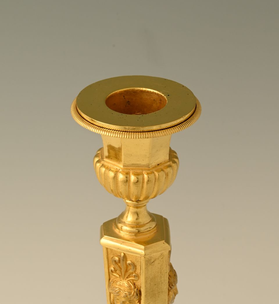 A pair of  ormolu bronze Empire candle sticks - image 7