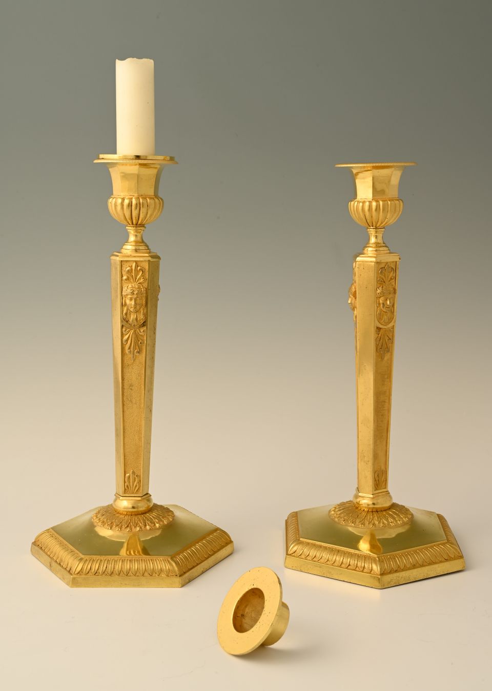 A pair of  ormolu bronze Empire candle sticks - image 4