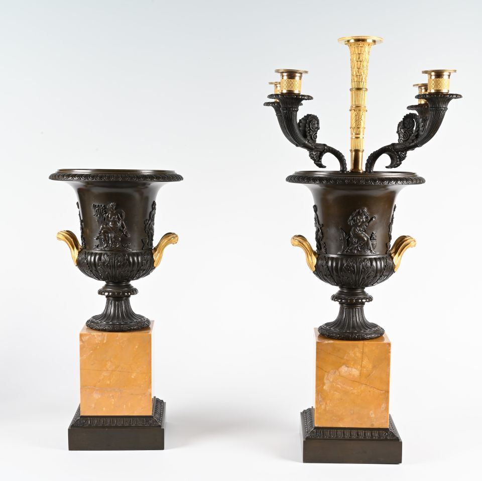 A pair of bronze and ormolu Charles X coupes / candlesticks. - image 3