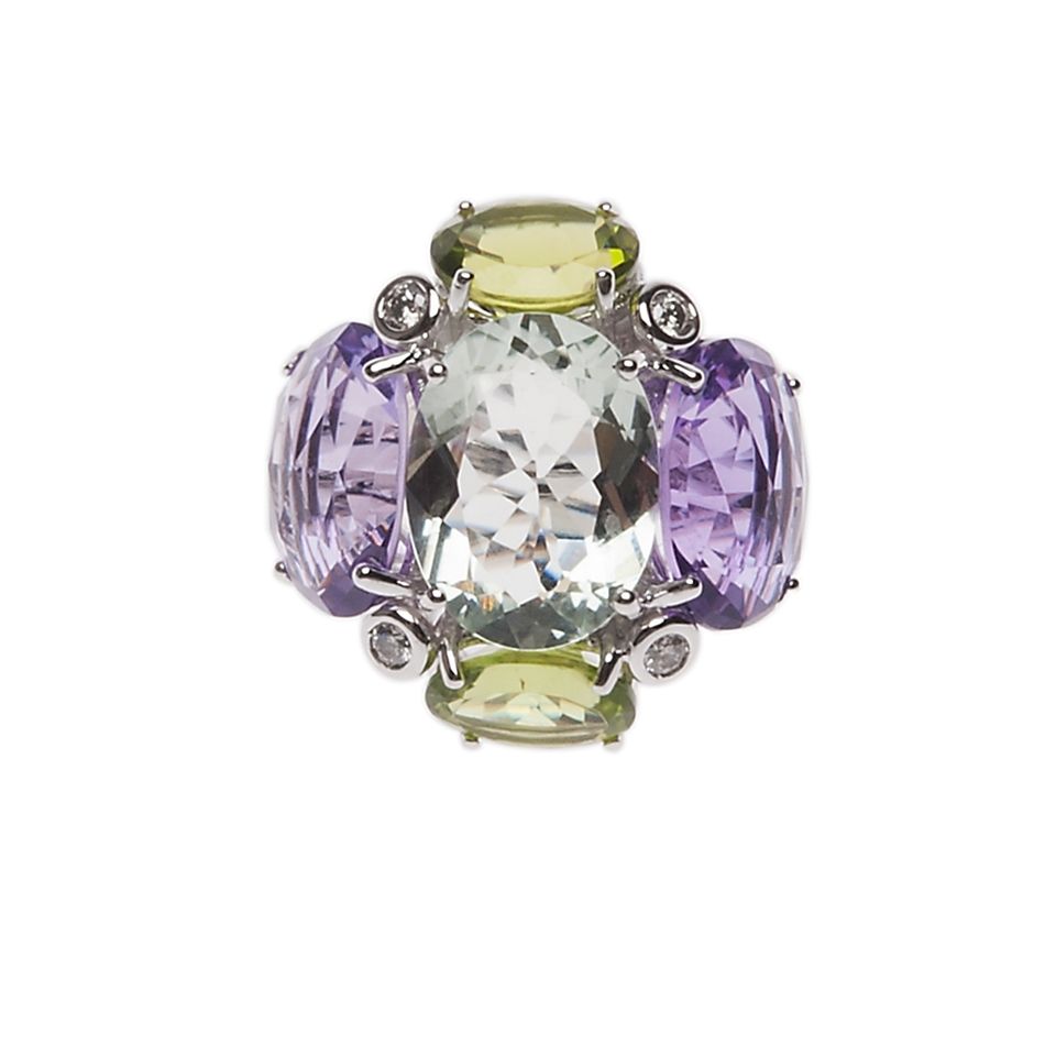 18 Karaat Wit Gouden Ring Met Amethist - afbeelding 2