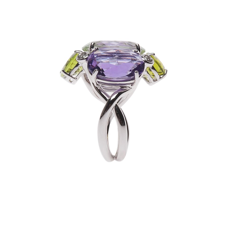 18 Karaat Wit Gouden Ring Met Amethist - afbeelding 3